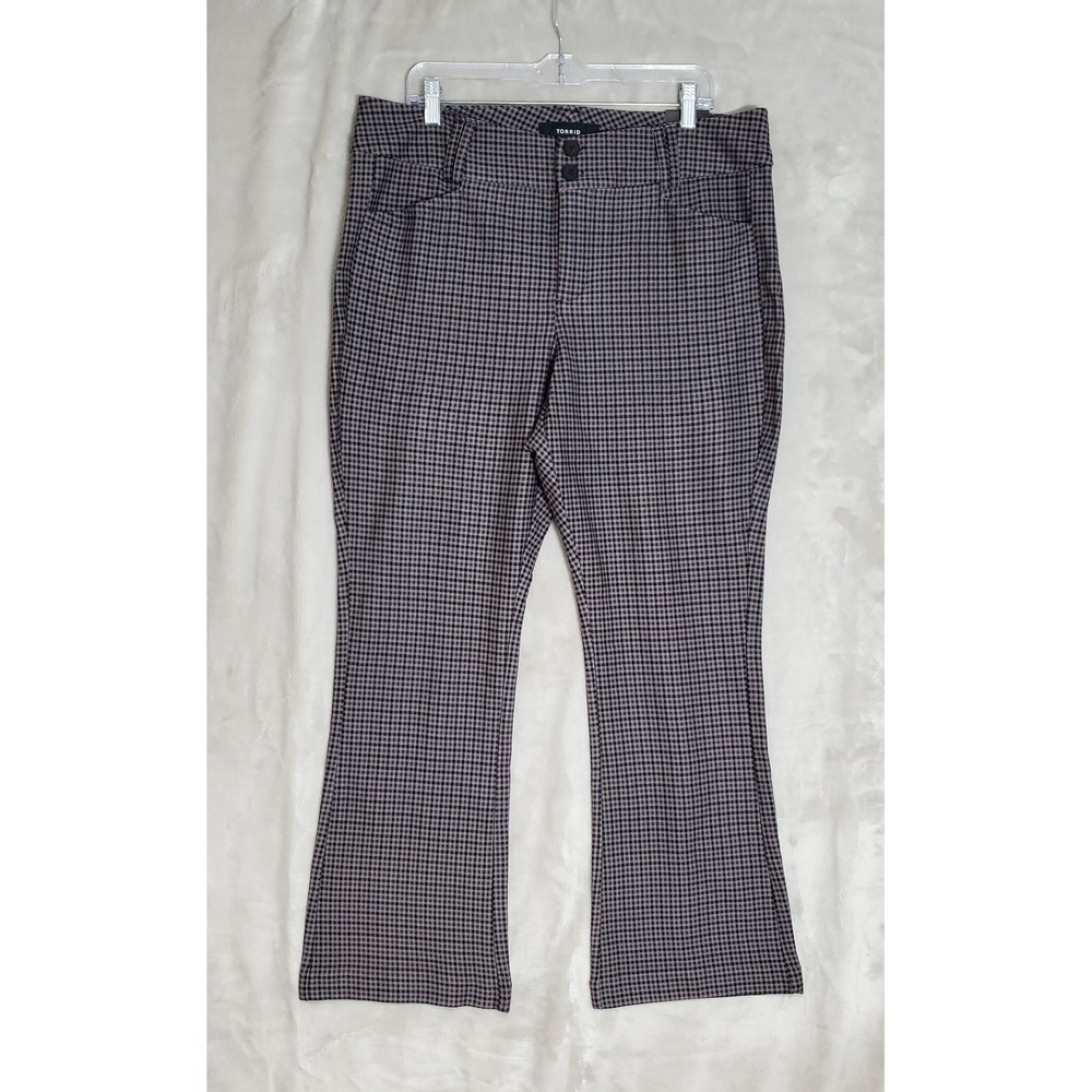 Torrid Dress Pants Womens Size 18S Ponte Trouser Boot Brown Black Checkered NWT